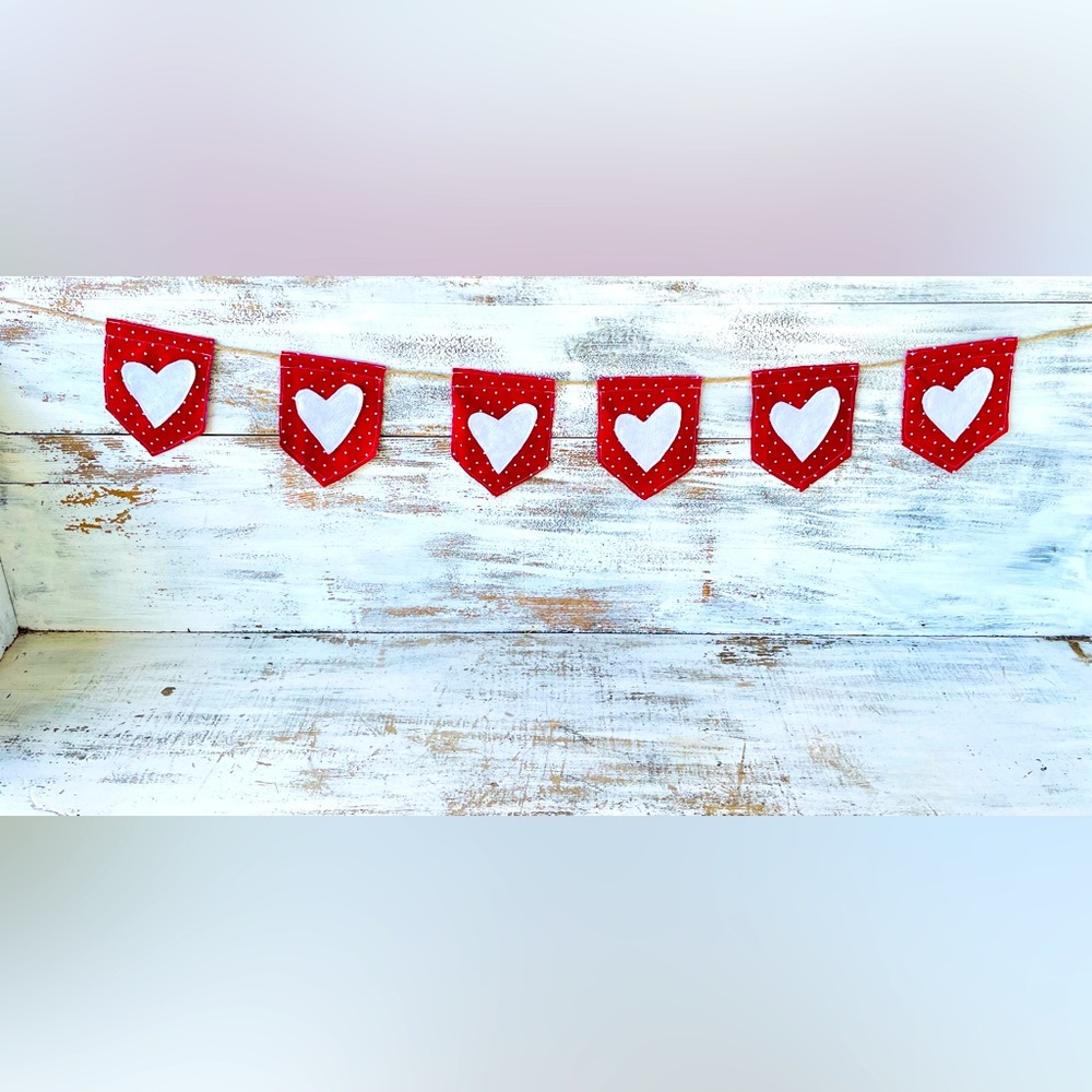 Handmade Red Polka Dot Heart Banner